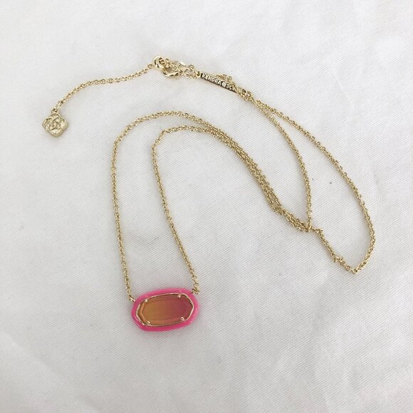 Kendra Scott Elisa Enamel Framed Sunset Gold Necklace - Picture 4 of 4